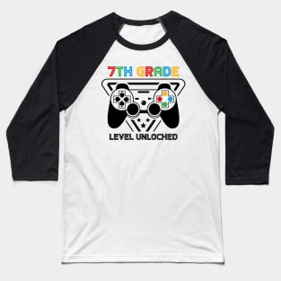 7th Grade Level Unlocked Video Gamer Back to School Boys Baseball T-Shirt